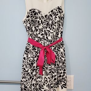 Elle Womens Black and White A-line Dress